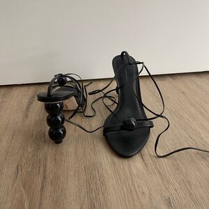 Cult Gaia Strappy Heeled Sandals | Black Leather Size 39
